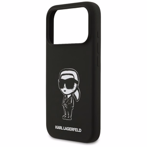 KARL LAGERFELD viedtālruņa apvalks IPHONE 17 Pro saderīgs ar Magnētisko KLHMP17LSKIGROK (Silicone W/ KL Sketch & Logo) melns