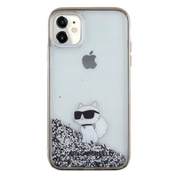 Karl Lagerfeld Liquid Glitter Choupette viedtālruņa apvalks iPhone 11 / Xr - caurspīdīgs