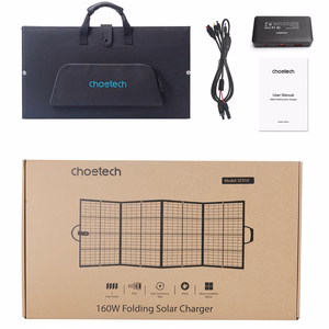 Choetech SC010 saules tūrisma lādētājs, salokāms, 160W - melns