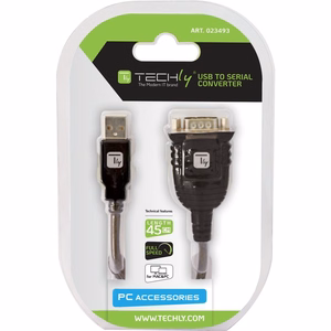 Techly USB uz seriālo portu adaptera konverteris blistera iepakojumā IDATA USB-SER-2T