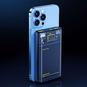 WEKOME WP-321 Vanguard Series ārējais akumulators, 20000 mAh, PD 20 W + QC 22,5 W, melns un caurspīdīgs