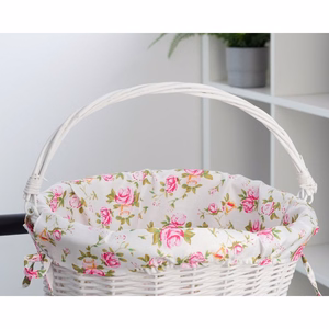 Vītolu grozs ar rakstainu audumu FSBKT-037-1 balts