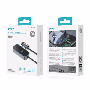 BWOO CC107 PD car charger 1x USB-C - USB-A port 30W black