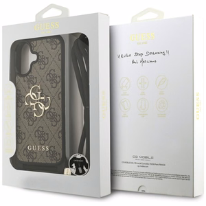 Oriģinālais apvalks GUESS 4G Liels logotips ar plecu jostu iPhone 17 brūns