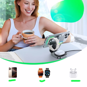 Joyroom JR-W17 Qi 3 vienā bezvadu indukcijas lādētājs - melns