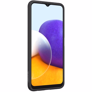 Nillkin Textured Case izturīgs pastiprināts viedtālruņa apvalks ar gēla rāmi un neilona aizmuguri Samsung Galaxy A22 4G melns