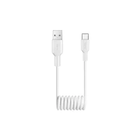 Puro 10W USB-A - USB-C spirālveida kabelis 1m - balts
