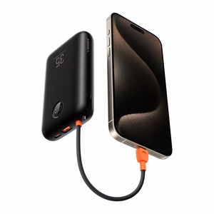 Veger K2 (W2068) 20000 mAh powerbank 35W PD QC3.0 ar iebūvētiem USB-C un Lightning kabeļiem, melns