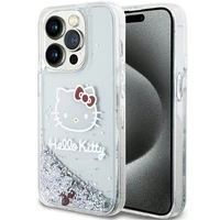 Hello Kitty Liquid Glitter Charms Kitty Head viedtālruņa apvalks iPhone 13 Pro Max - sudraba