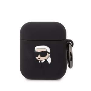 Karl Lagerfeld KLA2RUNIKK AirPods 1/2 чехол чёрный/чёрный Silicone Karl Head 3D