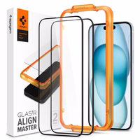 Spigen ALM Glass FC rūdītais stikls iPhone 15 - melns 2 gab.