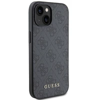 Guess 4G Metal Gold Logo viedtālruņa apvalks iPhone 15 - pelēka