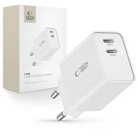 Tech-Protect C35W lādētājs 2x USB-C PD 35W - balts