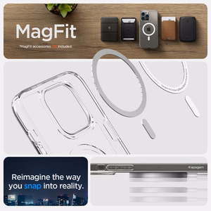 Spigen Ultra Hybrid Magnētiskais apvalks ar MagSafe iPhone 14 Pro - caurspīdīgs/balts