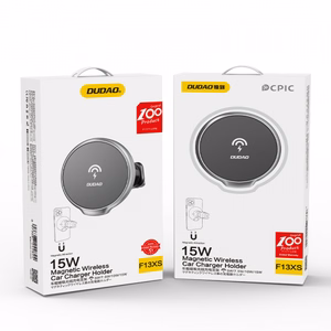 Automašīnas turētājs Dudao F13XS melns (15W / saderīgs ar Magsafe) (magnētisks / gaisa ventilatora reste)