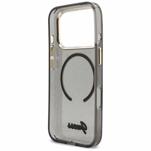 Guess IML Glitters Script Siksniņa MagSafe Maciņš for iPhone 17 Pro - melns