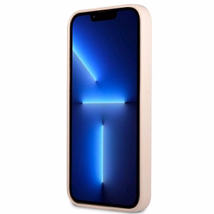 Guess GUHCP13LSLTGP iPhone 13 Pro / 13 6.1" rozā cietais apvalks silikona trīsstūris