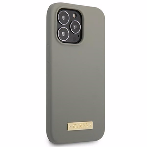 Guess GUHMP13LSPLG iPhone 13 Pro / 13 6.1" pelēks/pelēks cietais apvalks Silikona Logo Plate Magnētiskais