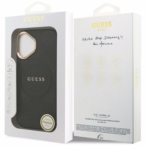 Guess Peony Hot Stamp MagSafe viedtālruņa apvalks iPhone 17 - melns