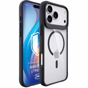 3mk Satīna bruņu Magnētiskais viedtālruņa apvalks iPhone 17 Pro Max - caurspīdīgs melns