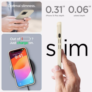 Spigen Thin Fit viedtālruņa apvalks iPhone 15 Plus - bēšs