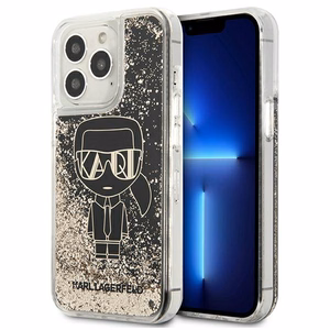 Karl Lagerfeld Liquid Glitter Gatsby viedtālruņa apvalks iPhone 13 Pro / iPhone 13 - melns
