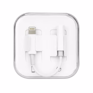Adapteris AUX Lightning (vīriešu) uz Jack 3,5 mm (sieviešu) kastītē balts