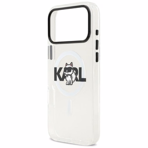 Karl Lagerfeld IML Choupette Sketch Logo magnētiskais viedtālruņa apvalks iPhone 17 Pro - caurspīdīgs
