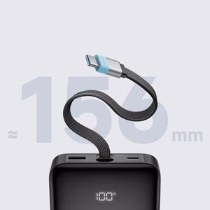 Cuktech LPB252N 120W 25000mAh ārējais akumulators ar iebūvētu USB-C kabeli – krāsa: pelēka