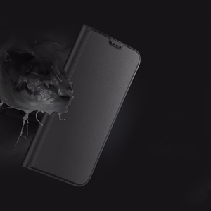 Dux Ducis Skin Pro viedtālruņa apvalks iPhone 16 Plus ar atveramu vāciņu un karšu nodalījumu - melns