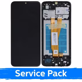 LCD Displejs Saderīgs ar Samsung A032 A03 Core Melns Ar Frame (Service Pack)