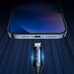 USB-A - Lightning kabelis Wozinsky WUALC2 ar LED ekrānu 2.4A 2m - melns
