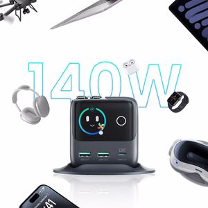 Joyroom Podix JR-TRD01 GaN 140W galda lādētājs ar 5 portiem un diviem izvelkamiem kabeļiem - pelēks