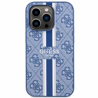 Guess GUHMP14LP4RPSB iPhone 14 Pro 6.1" zila/zila cietais apvalks 4G Printed Stripes MagSafe