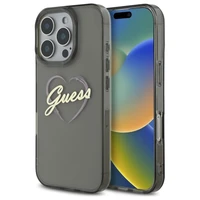 Guess IML Heart viedtālruņa apvalks iPhone 16 Pro - melns