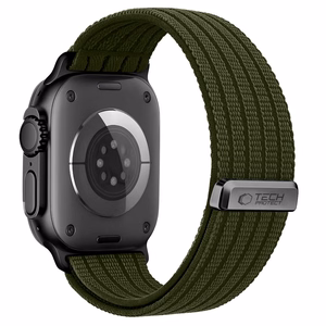 Tech-Protect Nylon Sport neilona sporta siksniņa Apple Watch 44 / 45 / 46 / 49 mm, tumši zaļa