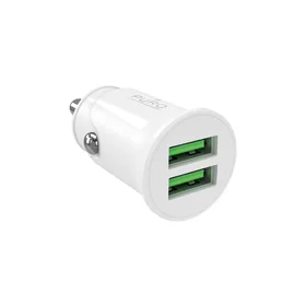 Puro Pro Lite automašīnas lādētājs 2x USB-A 10W - balts