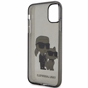 Karl Lagerfeld KLHCN61HNKCTGK iPhone 11 / Xr 6.1" melns/melns cietais apvalks Gliter Karl&Choupette