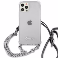 Guess GUHCP12MKC4GSSI iPhone 12/12 Pro 6.1" Caurspīdīgs cietais apvalks 4G Sudraba ķēde