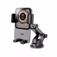 Automašīnas turētājs Dudao "F19" melns (bezvadu uzlāde 15W)(ne magnētisks / lipīgs paliktnis / gaisa ventiļa reste)