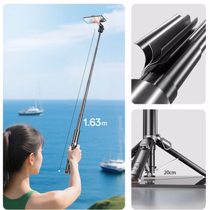 Blavec Selfie Stick Aluminium Fusion P-12 Magsafe Auto pop statīvs + tālvadības pults 1,60 m (SSFP12-MTRAPB160) melns