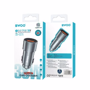 Auto lādētājs Bwoo (CC73) (1xUSB; 1xUSB-C; 38W), melns