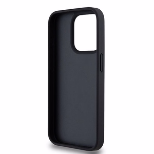 DKNY Ādas rūtainais mono raksts un drukātās svītras viedtālruņa apvalks iPhone 15 Pro - melns