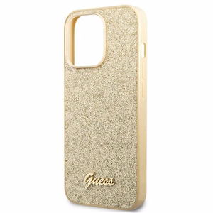 Guess Glitter Script viedtālruņa apvalks iPhone 14 Pro - zelta