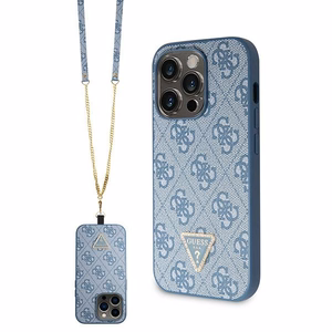 Guess GUHCP14XP4TDSCPB iPhone 14 Pro Max 6.7" zils/zils cietais apvalks Crossbody 4G Metal Logo