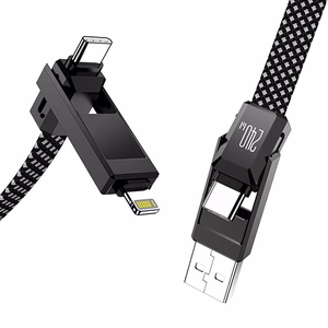 Blitzwolf BW-HDC7 4-in-1 USB+C+Zibens kabelis 240W 1,2 m (melns)