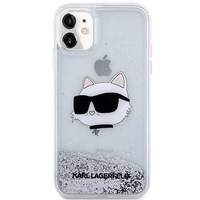 Karl Lagerfeld KLHCN61LNCHCS iPhone 11/XR sudraba/sudraba cietais apvalks Mirdzošs Choupette Galva