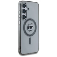 Karl Lagerfeld Poga Choupette Galva Drukāts Logotips Magnētiskais Samsung Galaxy S25 viedtālruņa apvalks melna