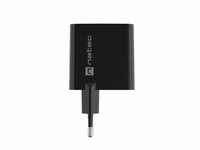 NATEC RIBERA GAN CHARGER 1x USB-A + 1x USB-C 45W melns