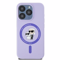 Karl Lagerfeld silikona Karl&Choupette galvu gredzens Magnētiskais viedtālruņa apvalks iPhone 15 Pro - Violets